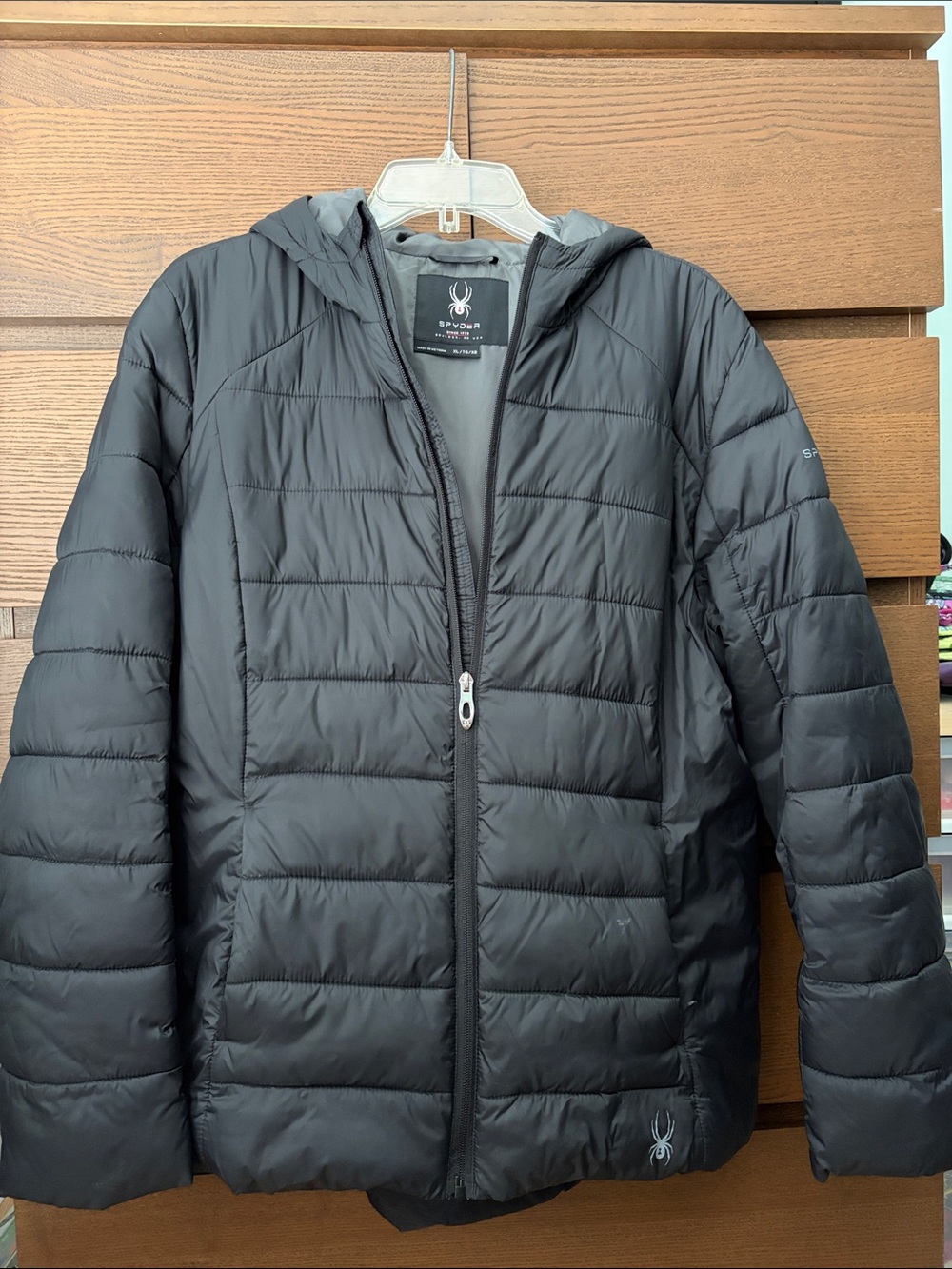 Spyder Black Quilted Hooded Jacket
